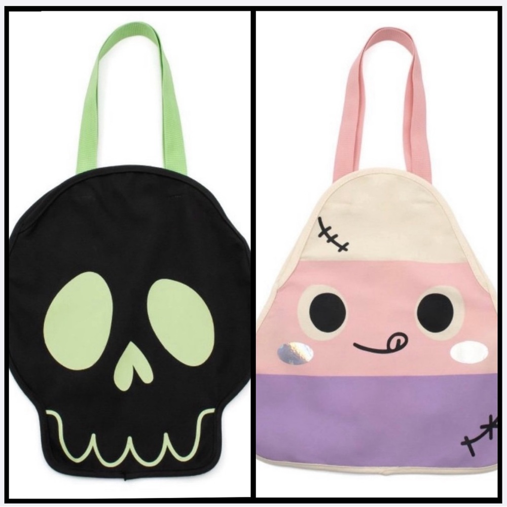 Target Bullseye Halloween tote bags / skull bag glows-in-the-dark / NEW wo/ tags